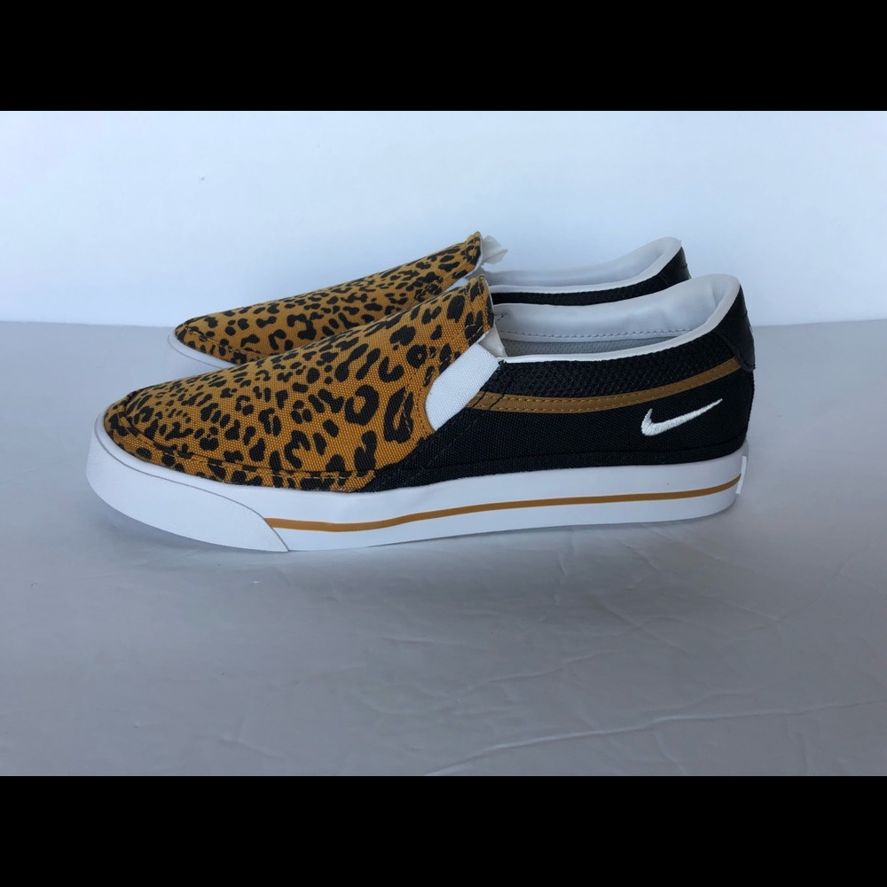 Nike Women’s Slip-On Sneakers Black and Tan Leopard